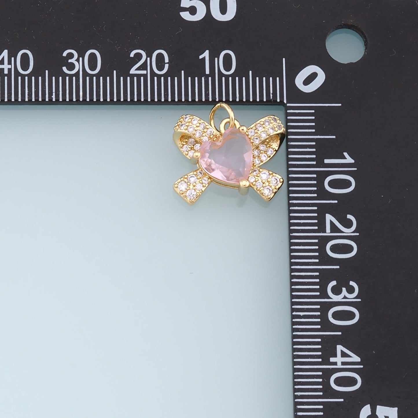 Gold Bow Charms,18K Gold Filled Bow Heart Pendant,CZ Micro Pave Bow Tie Charm Bracelet Necklace for DIY Jewelry Making Supply