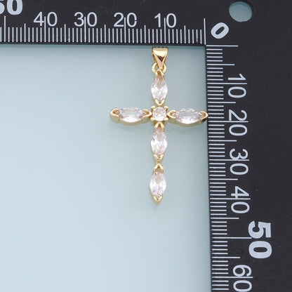 18K Gold Filled Crystal Cross Charm Pendant for Jewelry Making