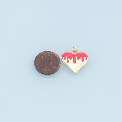 Gold Heart Charms,18K Gold Filled Enamel Heart Pendant,Heart Charm Bracelet Necklace for DIY Jewelry Making Supply