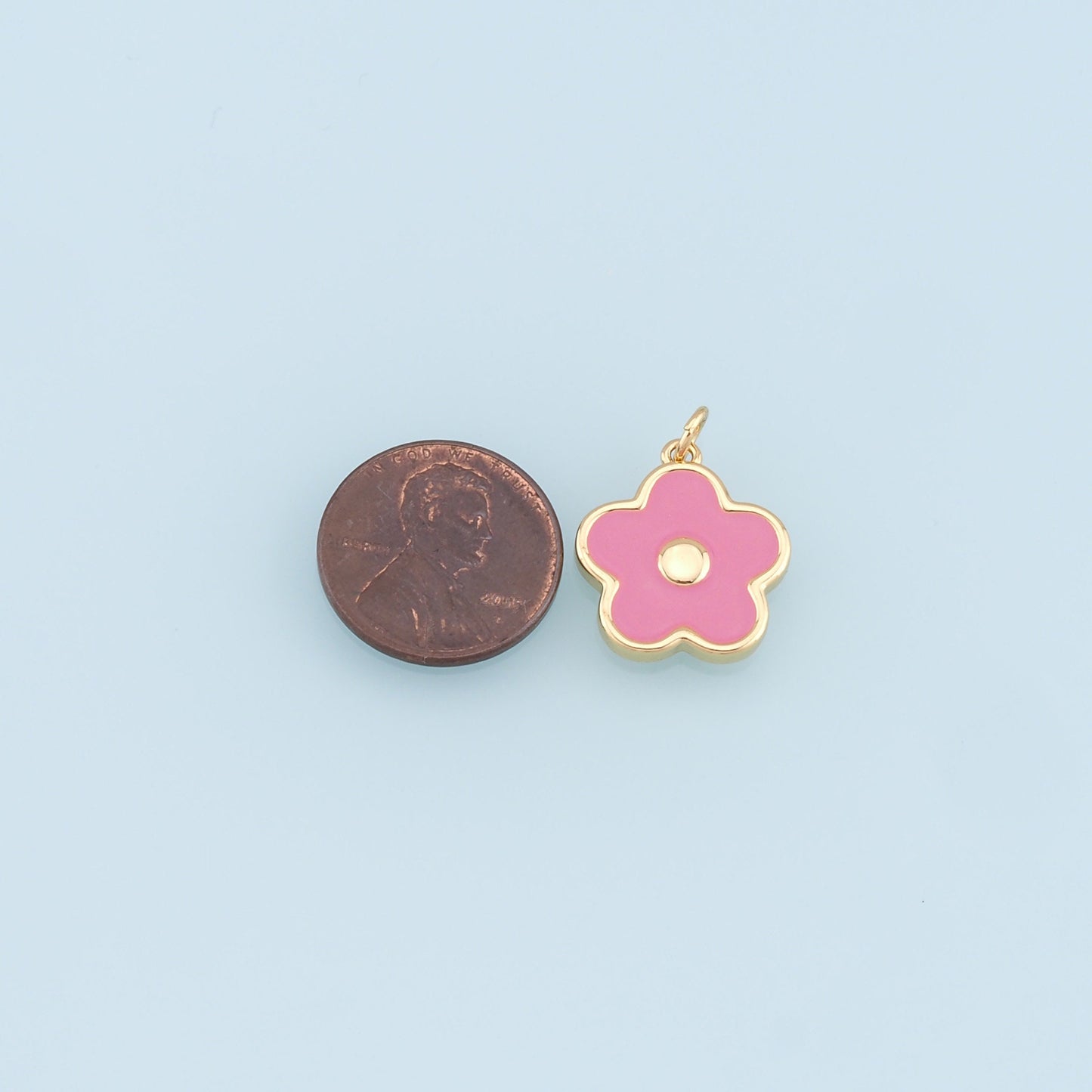 Gold Flower Charms,18K Gold Filled Enamel Flower Pendant,Flower Charm Bracelet Necklace for DIY Jewelry Making Supply