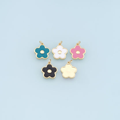 Gold Flower Charms,18K Gold Filled Enamel Flower Pendant,Flower Charm Bracelet Necklace for DIY Jewelry Making Supply