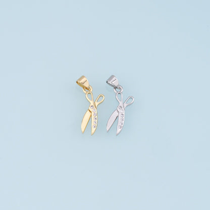 Gold Scissors Charms,18K Gold Filled Scissors Pendant,CZ Scissors Charm Bracelet Necklace for DIY Jewelry Making Supply