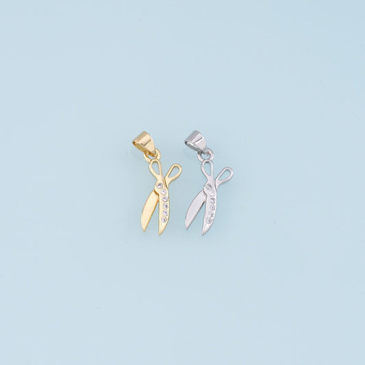 Gold Scissors Charms,18K Gold Filled Scissors Pendant,CZ Scissors Charm Bracelet Necklace for DIY Jewelry Making Supply