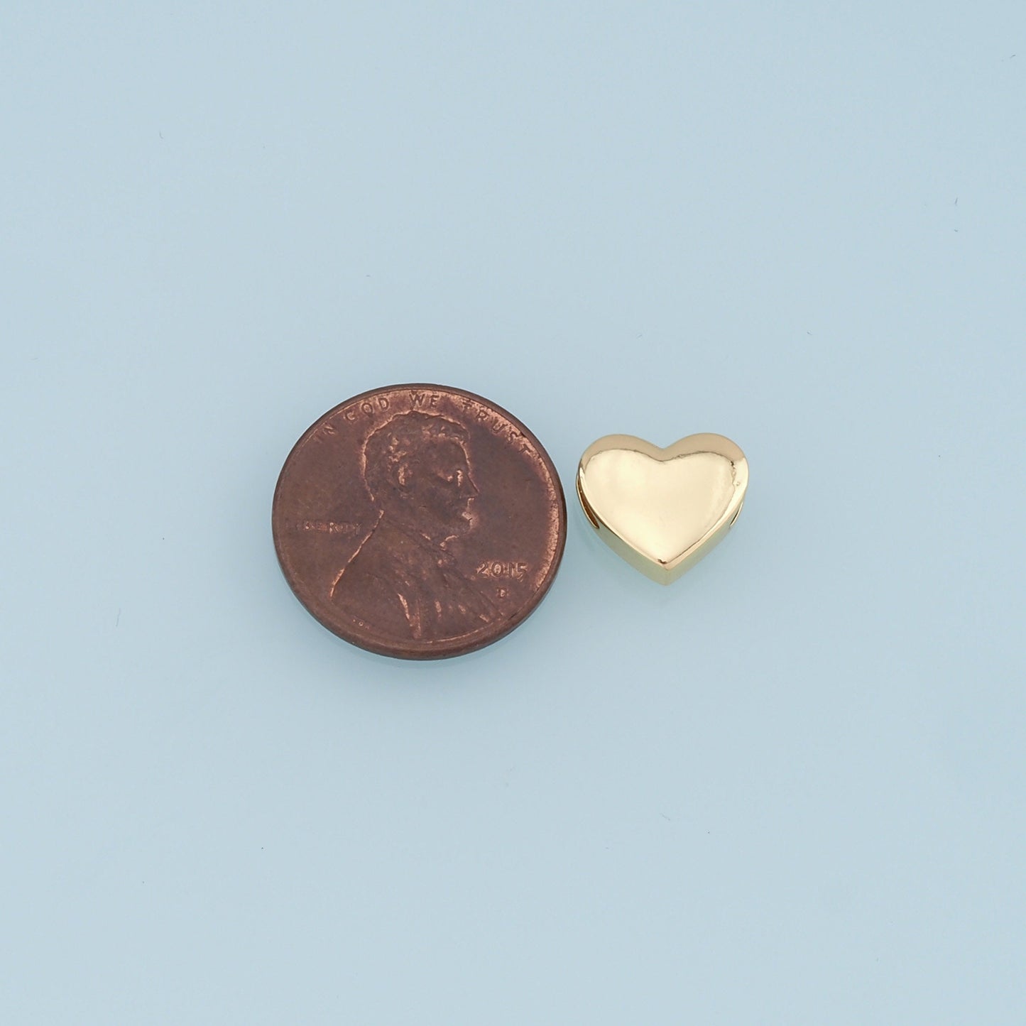 Gold Heart Beads Charms,18K Gold Filled Heart Bracelet Necklace for DIY Jewelry Making Supply