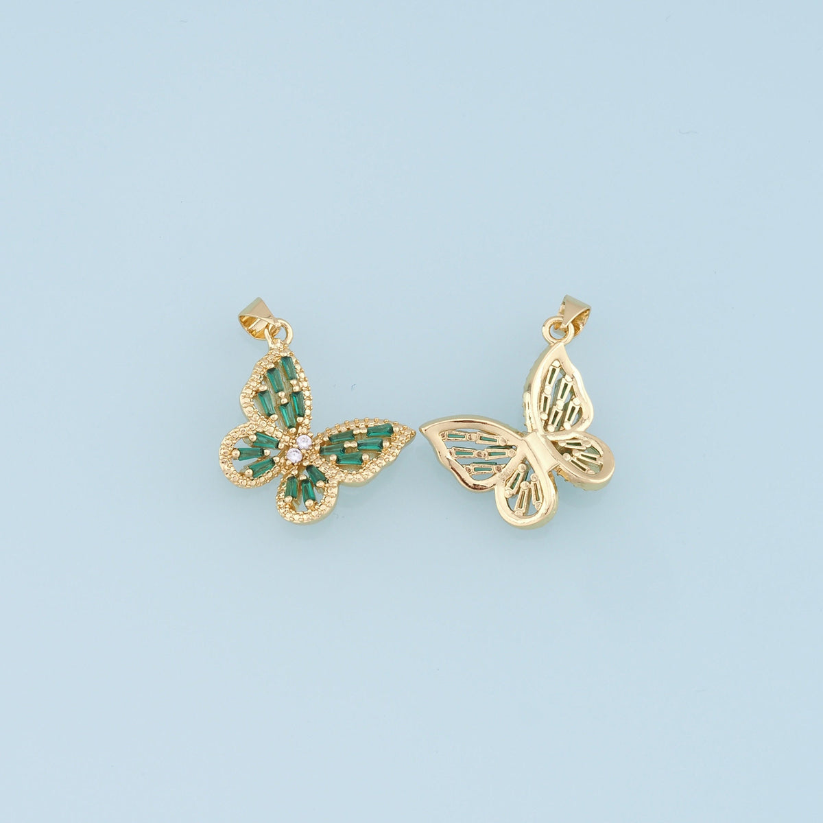Gold Butterfly Charms,18K Gold Filled Butterfly Pendant,CZ Butterfly Charm Bracelet Necklace for DIY Jewelry Making Supply