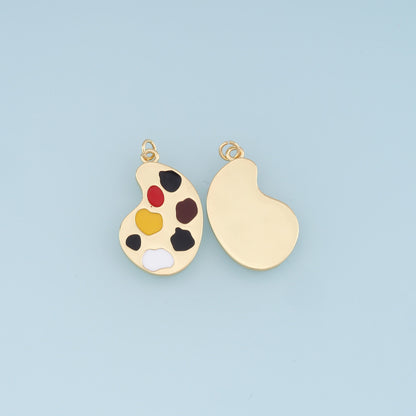 Gold Palette Charms,18K Gold Filled Palette Pendant,Paint Palette Charm Bracelet Necklace for DIY Jewelry Making Supply