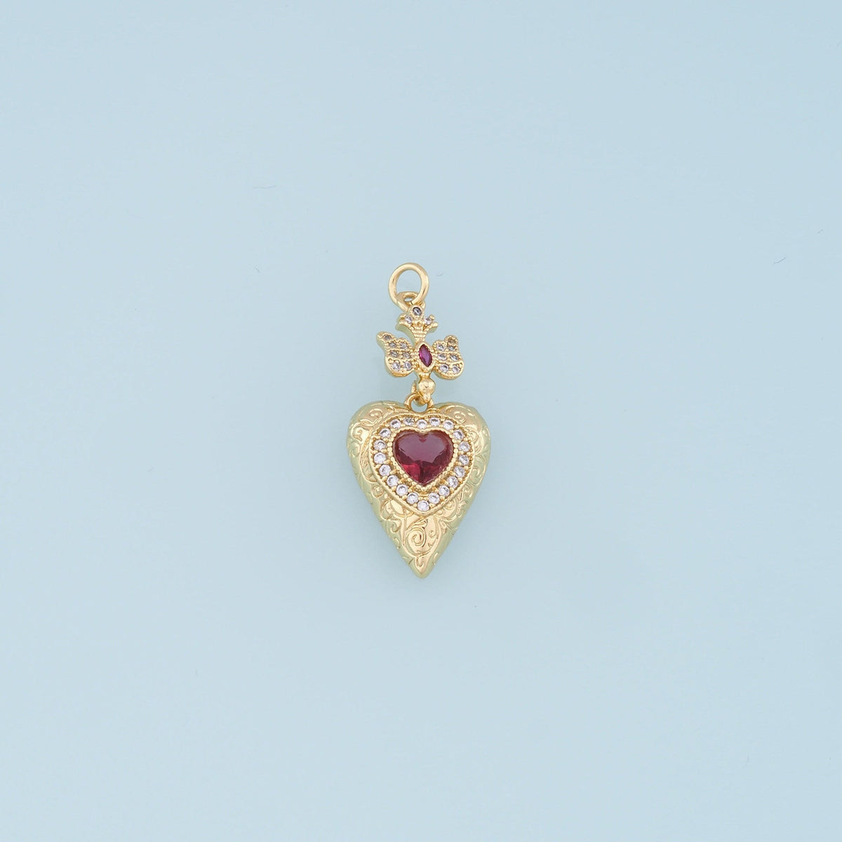Gold Heart Charms,18K Gold Filled Heart Pendant,Cross Charm Bracelet Necklace for DIY Jewelry Making Supply