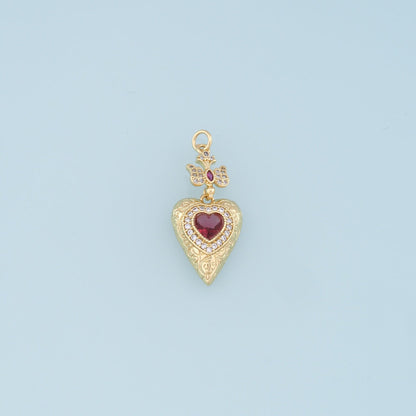 Gold Heart Charms,18K Gold Filled Heart Pendant,Cross Charm Bracelet Necklace for DIY Jewelry Making Supply