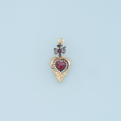Gold Heart Charms,18K Gold Filled Heart Pendant,Cross Charm Bracelet Necklace for DIY Jewelry Making Supply