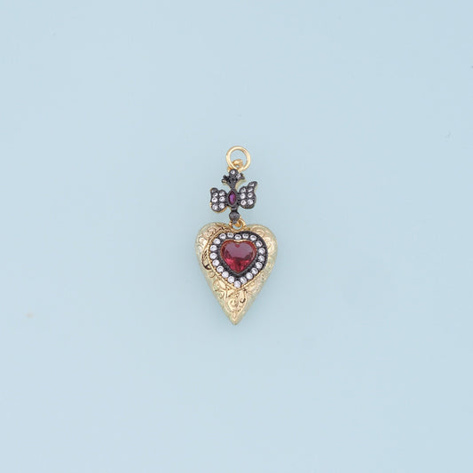 Gold Heart Charms,18K Gold Filled Heart Pendant,Cross Charm Bracelet Necklace for DIY Jewelry Making Supply