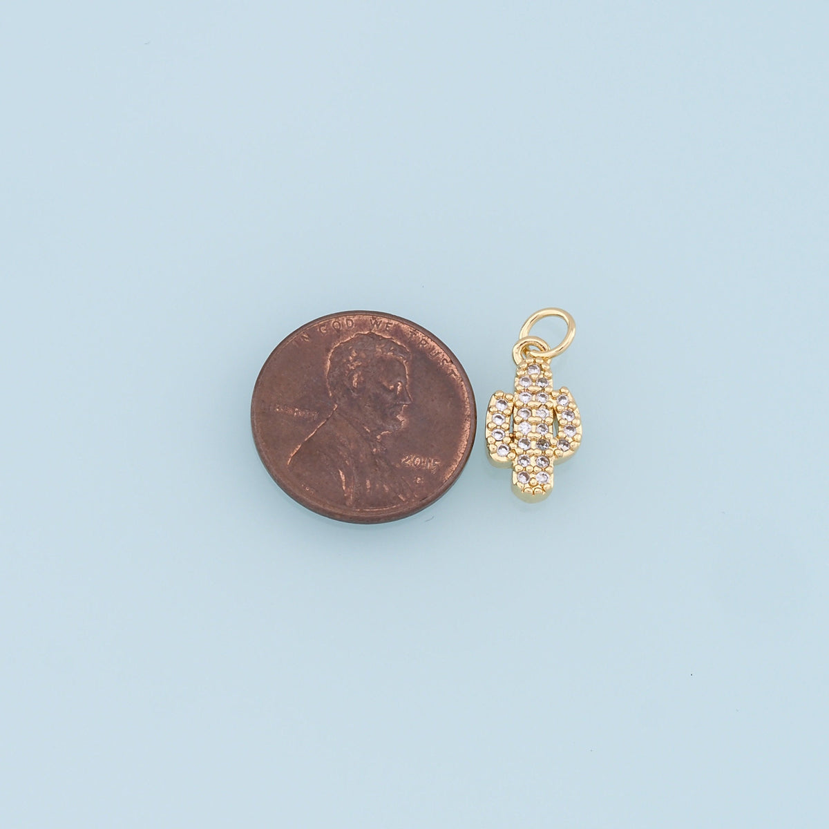 Gold Cactus Charms,18K Gold Filled CZ Micro Pave Cactus Pendant,Desert Charm Bracelet Necklace for DIY Jewelry Making Supply