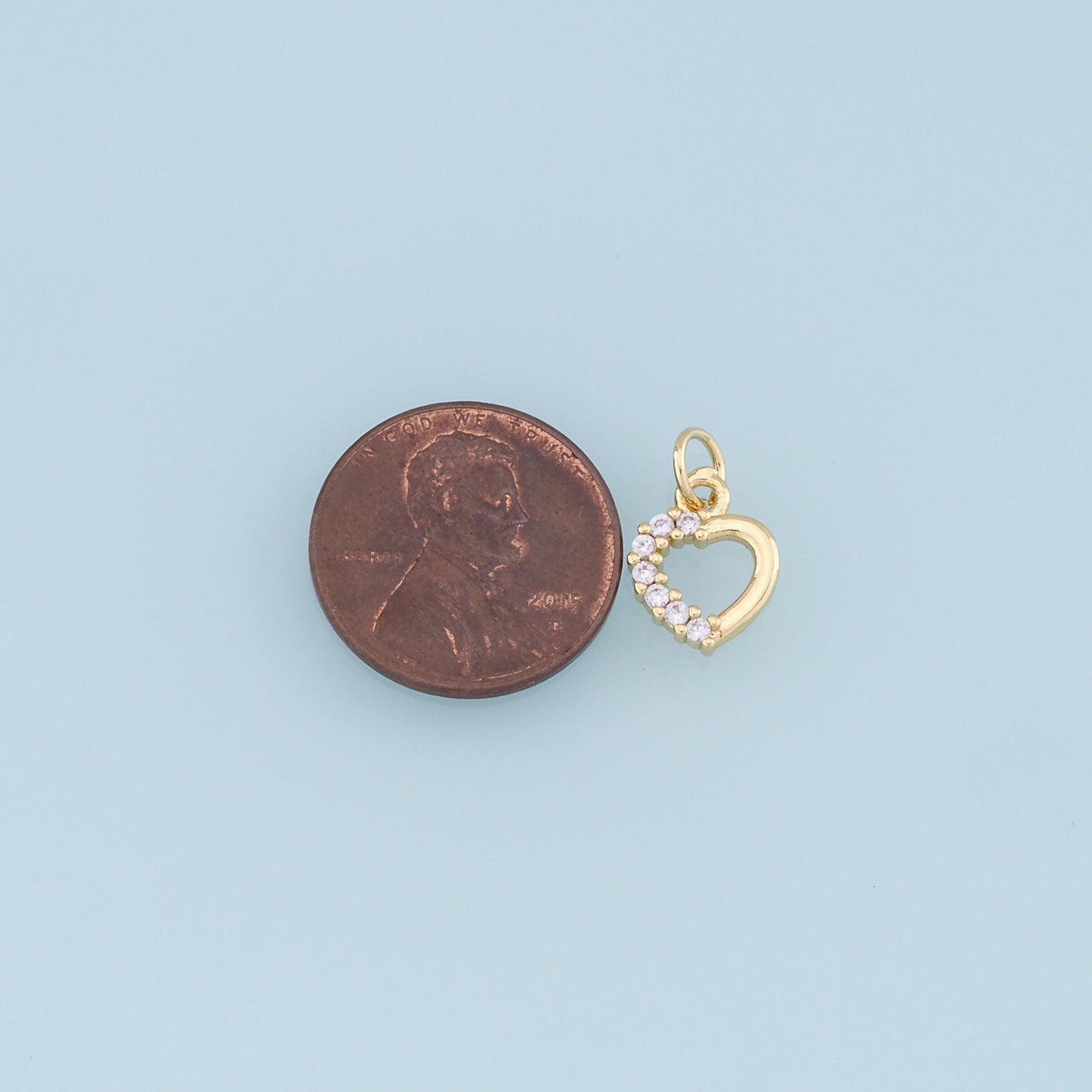 Gold Heart Charms,18K Gold Filled Hollow Heart Pendant,CZ Micro Pave Heart Charm Bracelet Necklace for DIY Jewelry Making Supply