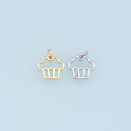 Gold Cake Charms,18K Gold Filled Cake Pendant,Cute Cake Charm Bracelet Necklace for DIY Jewelry Making Supply
