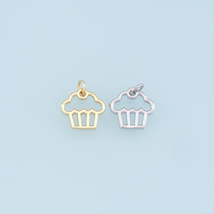 Gold Cake Charms,18K Gold Filled Cake Pendant,Cute Cake Charm Bracelet Necklace for DIY Jewelry Making Supply