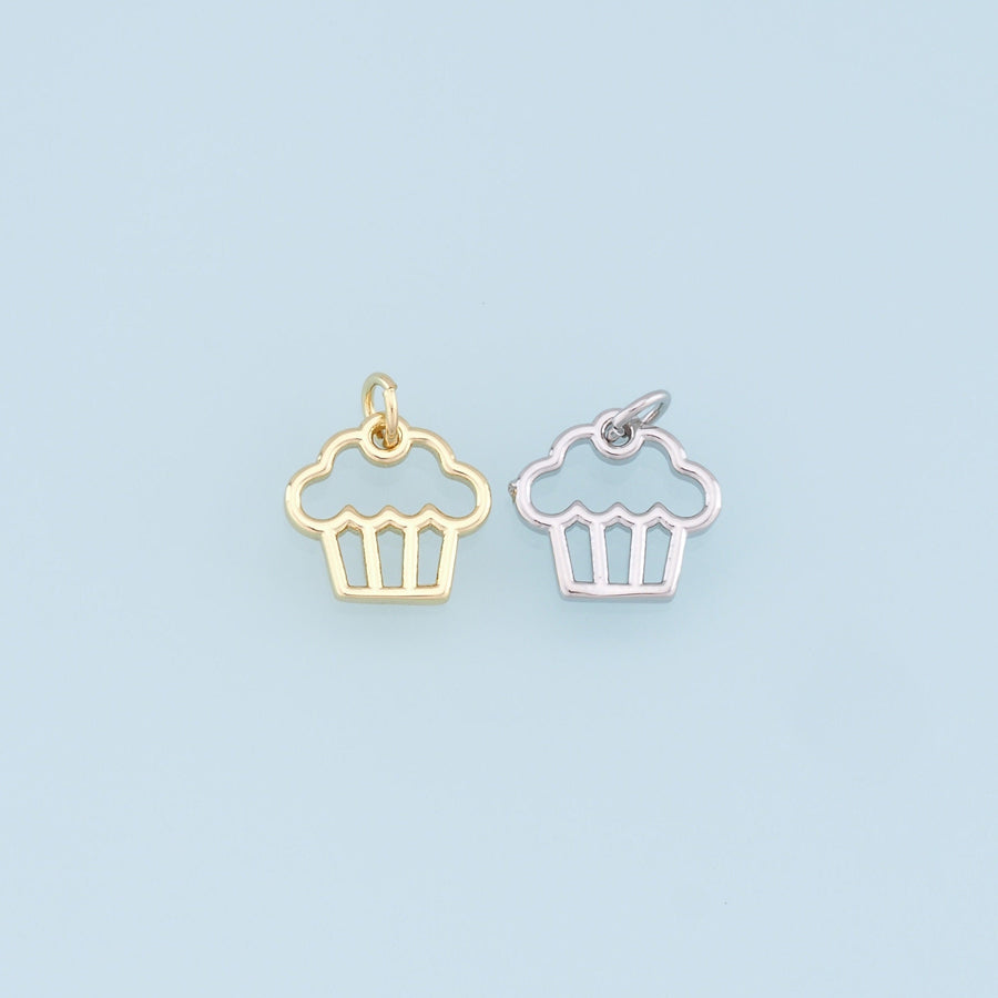 Gold Cake Charms,18K Gold Filled Cake Pendant,Cute Cake Charm Bracelet Necklace for DIY Jewelry Making Supply