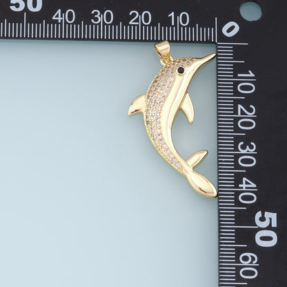 Gold Dolphin Charms,18K Gold Filled Dolphin Pendant,CZ Micro Pave Dolphin Charm Bracelet Necklace for DIY Jewelry Making Supply