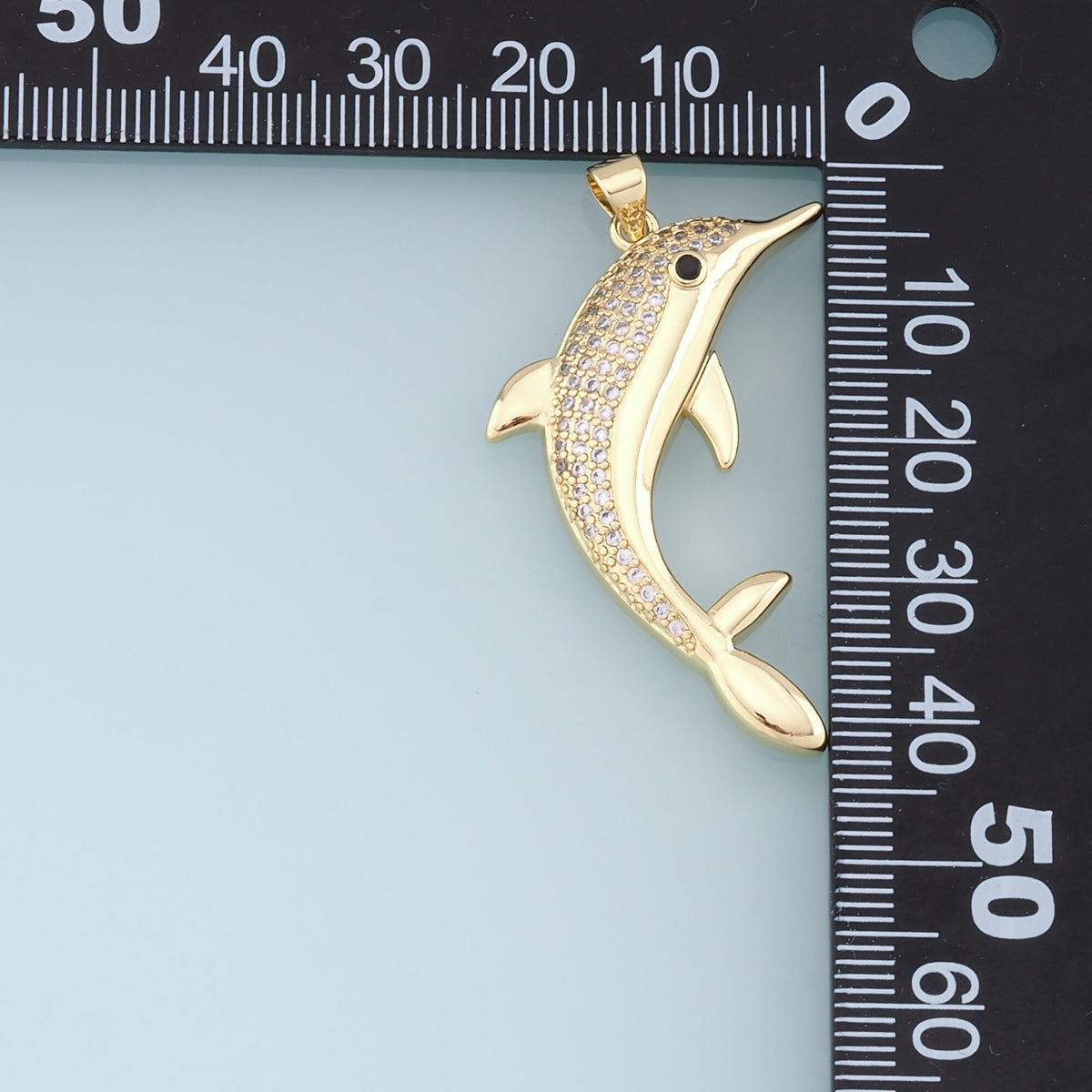 18K Gold Filled Dolphin CZ Charm Pendant for Jewelry Making