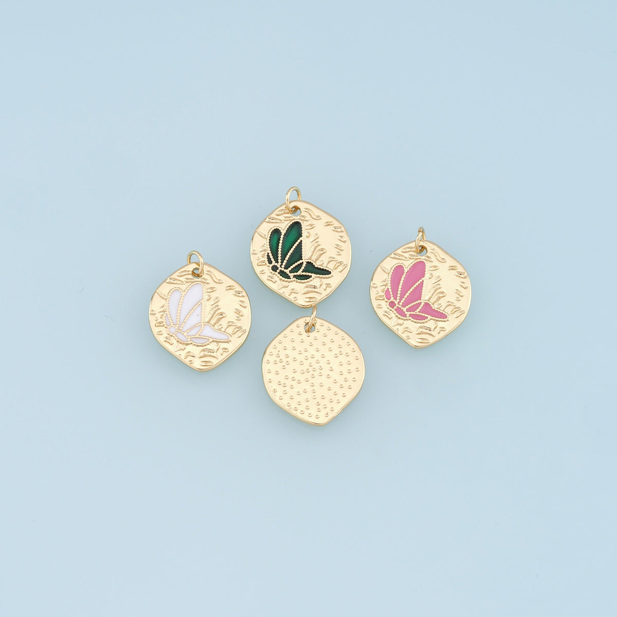 Gold Butterfly Charms,18K Gold Filled Butterfly Pendant,Enamel Butterfly Charm Bracelet Necklace for DIY Jewelry Making Suppl