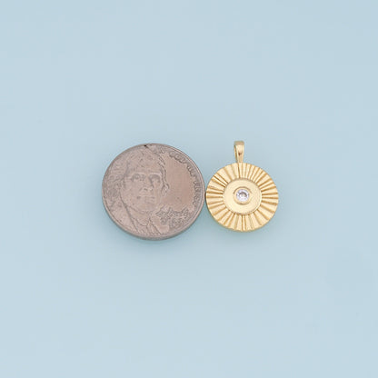 Gold Sun Charms,18K Gold Filled Round Pendant,Round Charm Bracelet Necklace for DIY Jewelry Making Supply