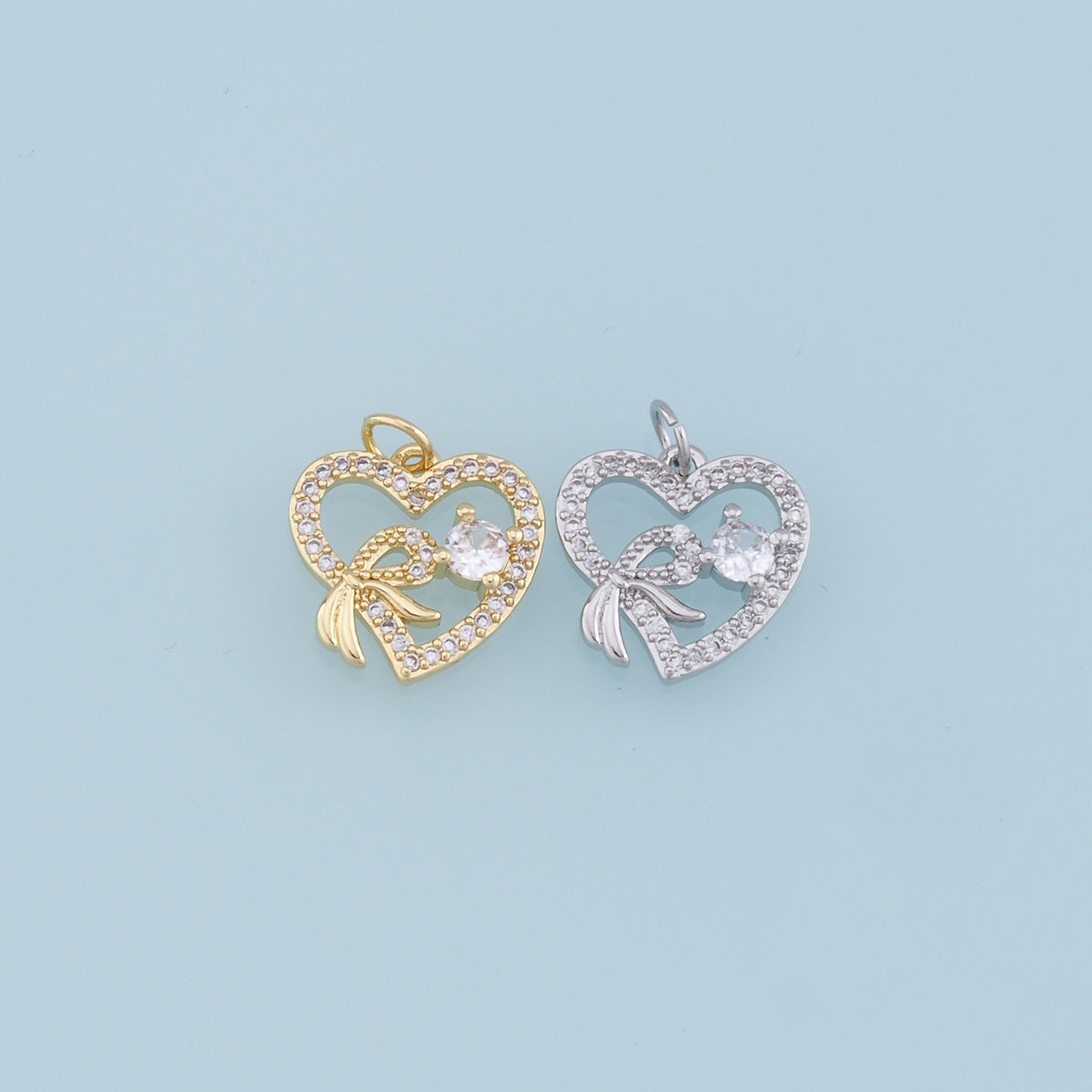 18K Gold Filled Heart CZ Charm Pendant for Jewelry Making