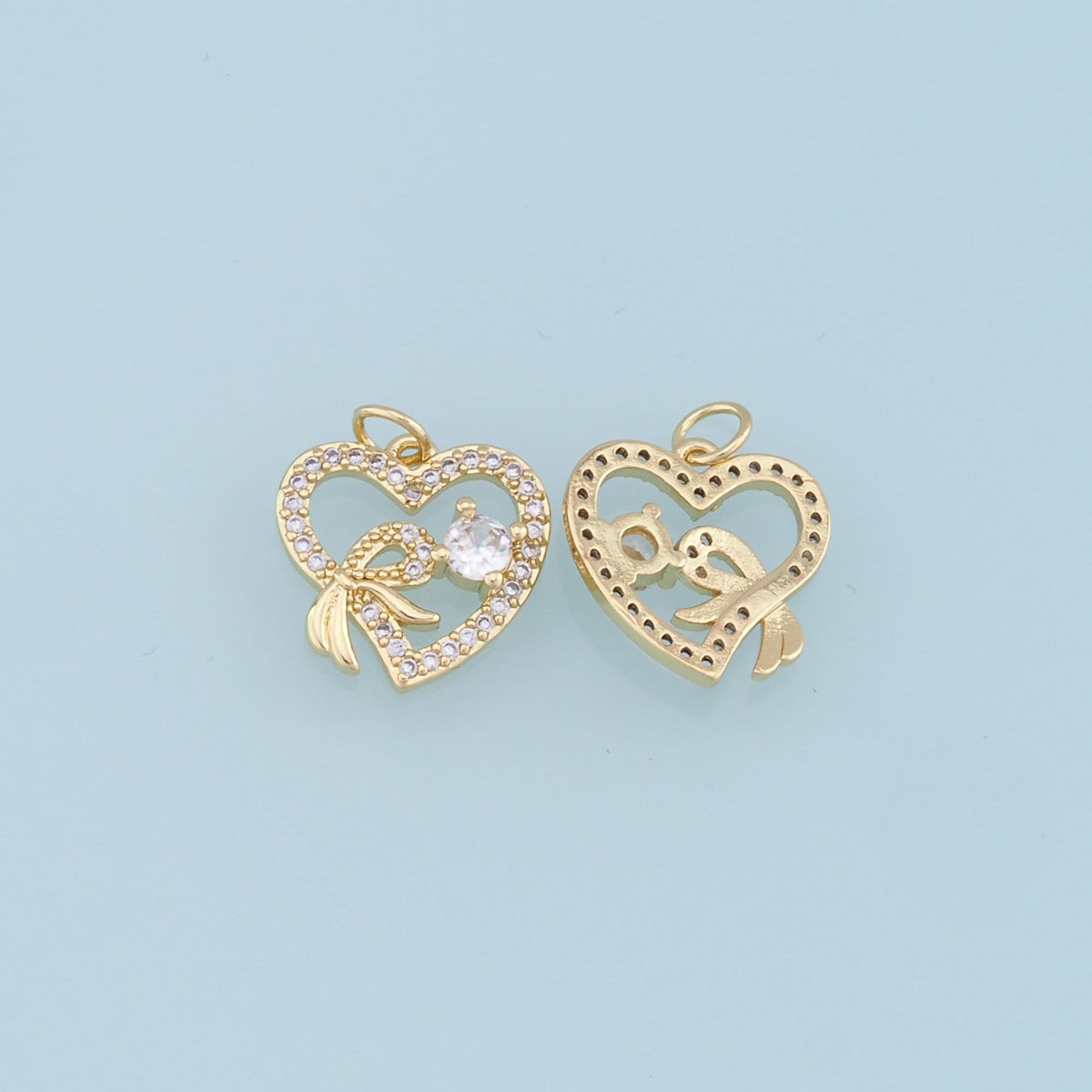 18K Gold Filled Heart CZ Charm Pendant for Jewelry Making