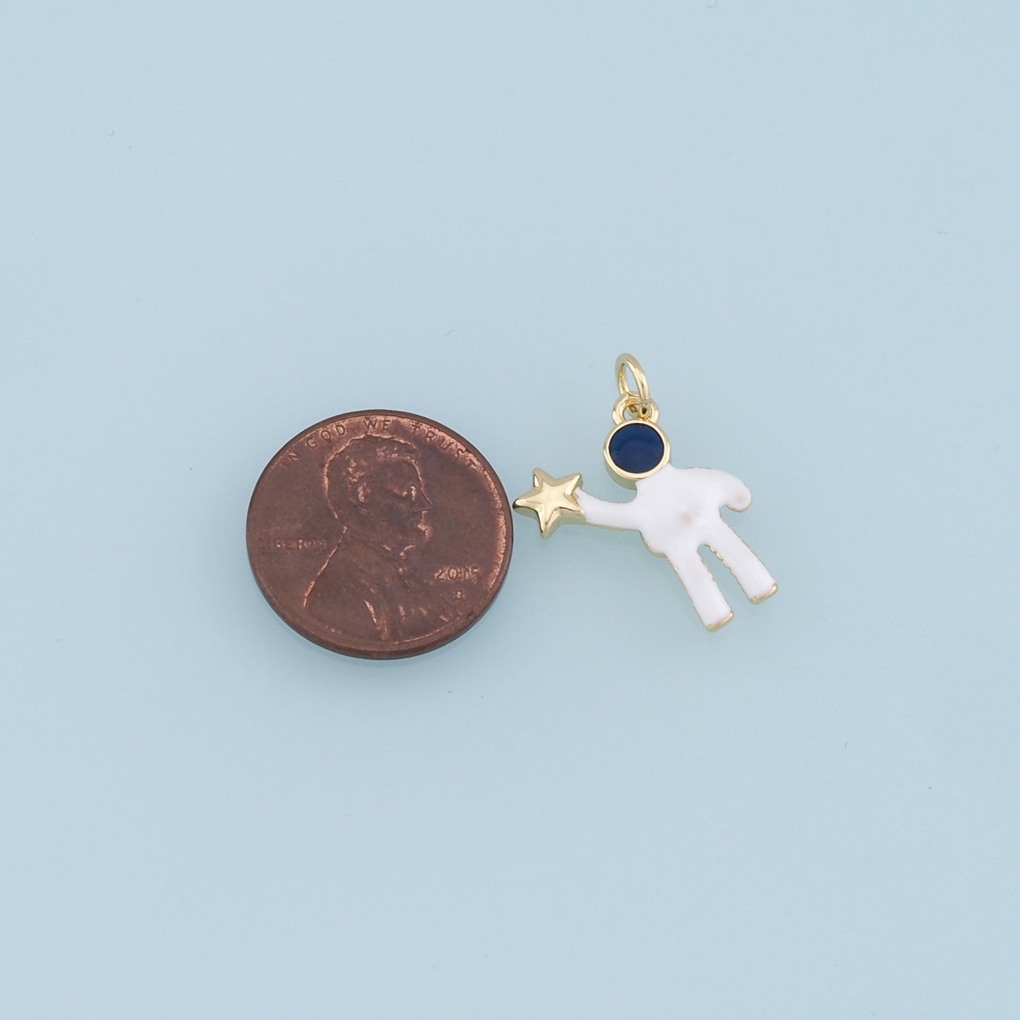 Gold Astronaut Star Charms,18K Gold Filled Astronaut Pendant,Enamel Astronaut Charm Bracelet Necklace for DIY Jewelry Making Supply