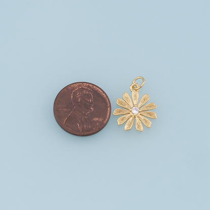 Gold Daisy Charms,18K Gold Filled Daisy Pendant,Daisy Charm Bracelet Necklace for DIY Jewelry Making Supply