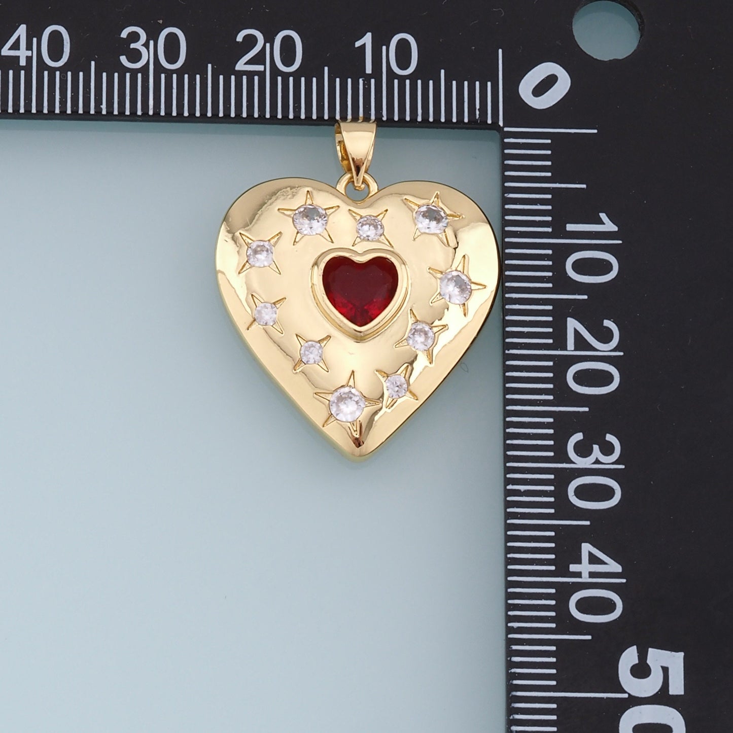 Gold Star Heart Charms,18K Gold Filled Heart Pendant,CZ Micro Pave Heart Charm Bracelet Necklace for DIY Jewelry Making Supply