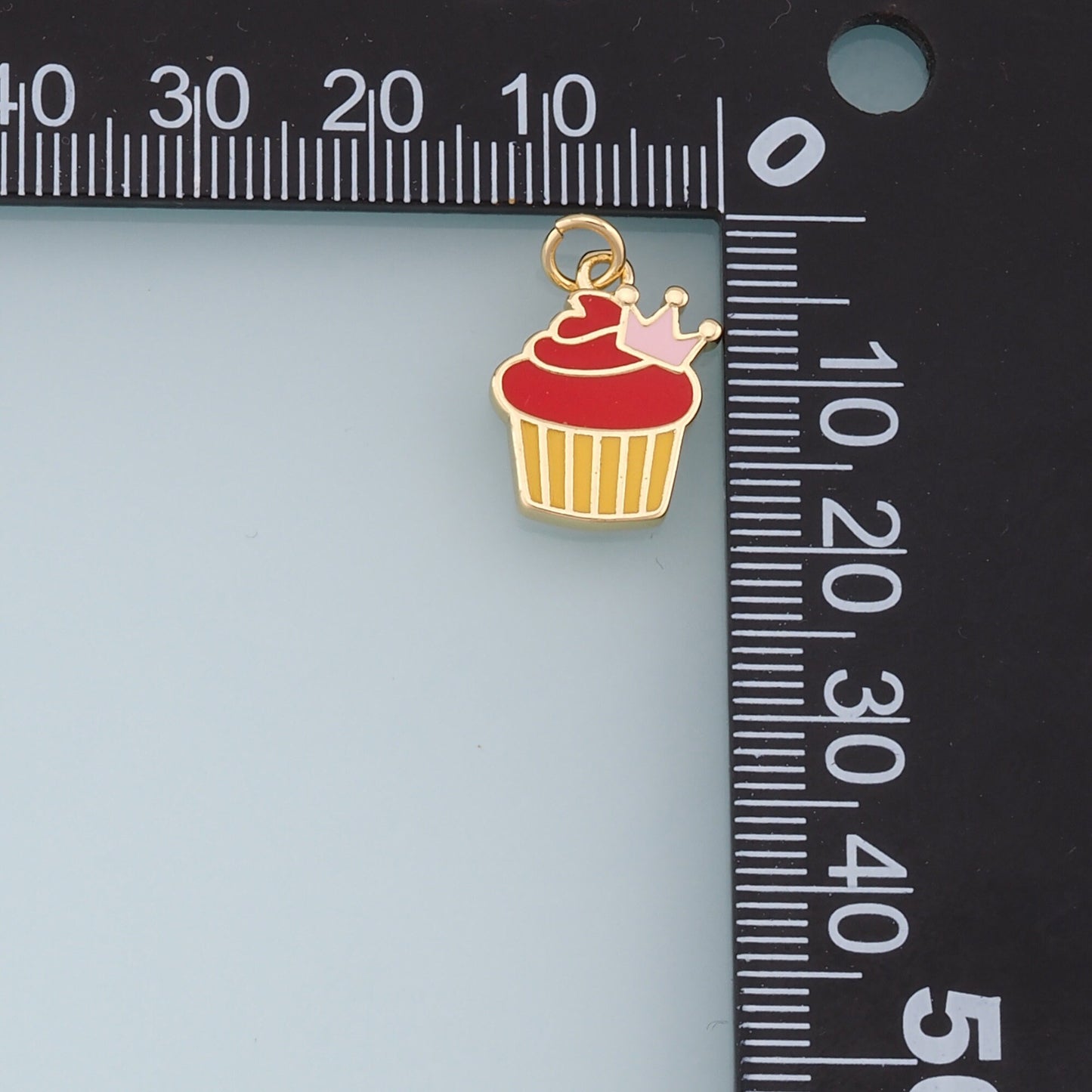 Gold Cake Charms,18K Gold Filled Enamel Cake Pendant,Cute Cake Charm Bracelet Necklace for DIY Jewelry Making Supply