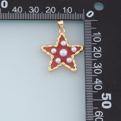 Gold Pearl Star Charms,18K Gold Filled Clear Enamel Star Pendant,Color Star Charm Bracelet Necklace for DIY Jewelry Making Su