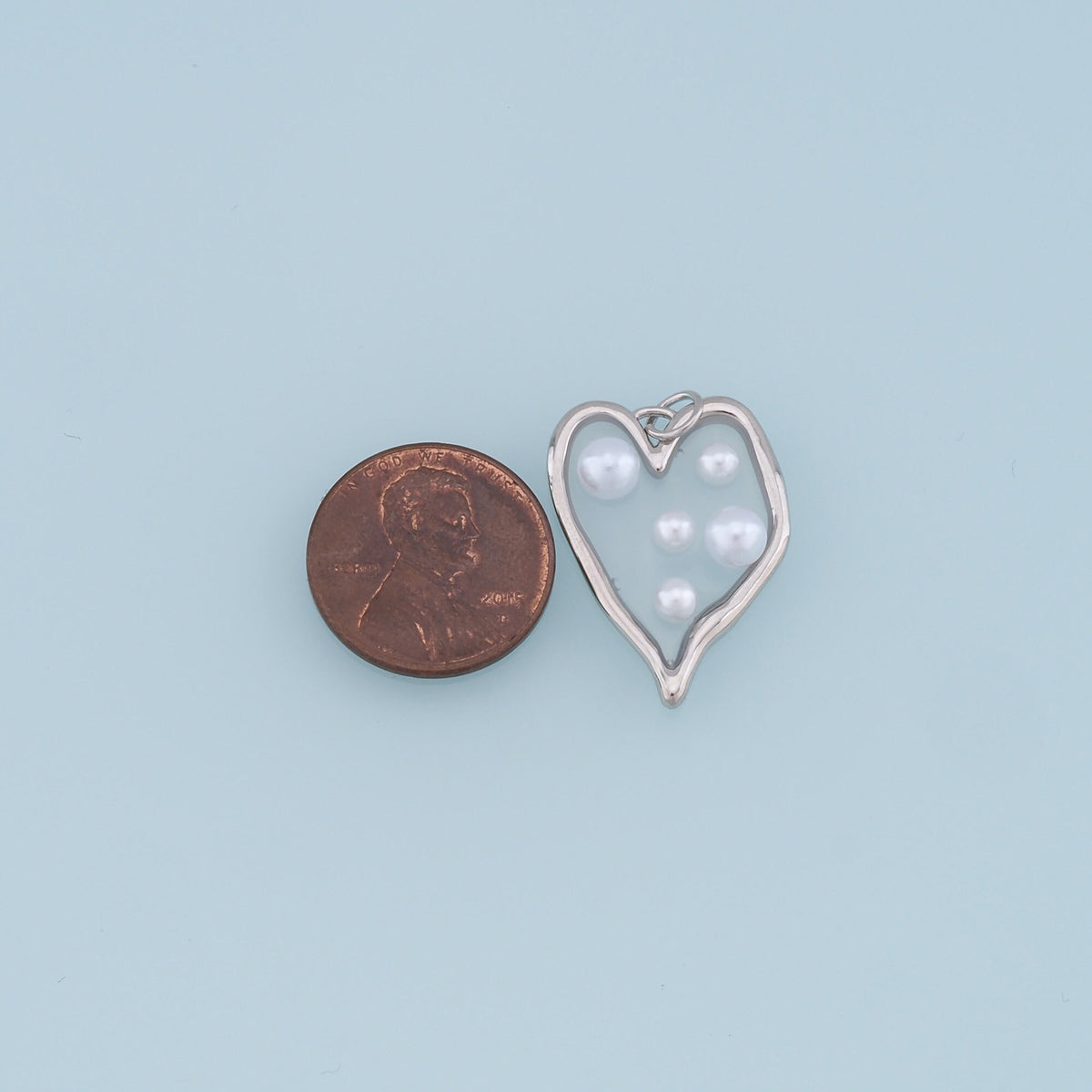 18K Gold Filled Heart Enamel Pearl Charm Pendant for Jewelry Making