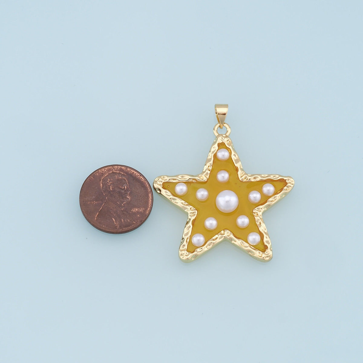 18K Gold Filled Star Enamel Pearl Charm Pendant for Jewelry Making