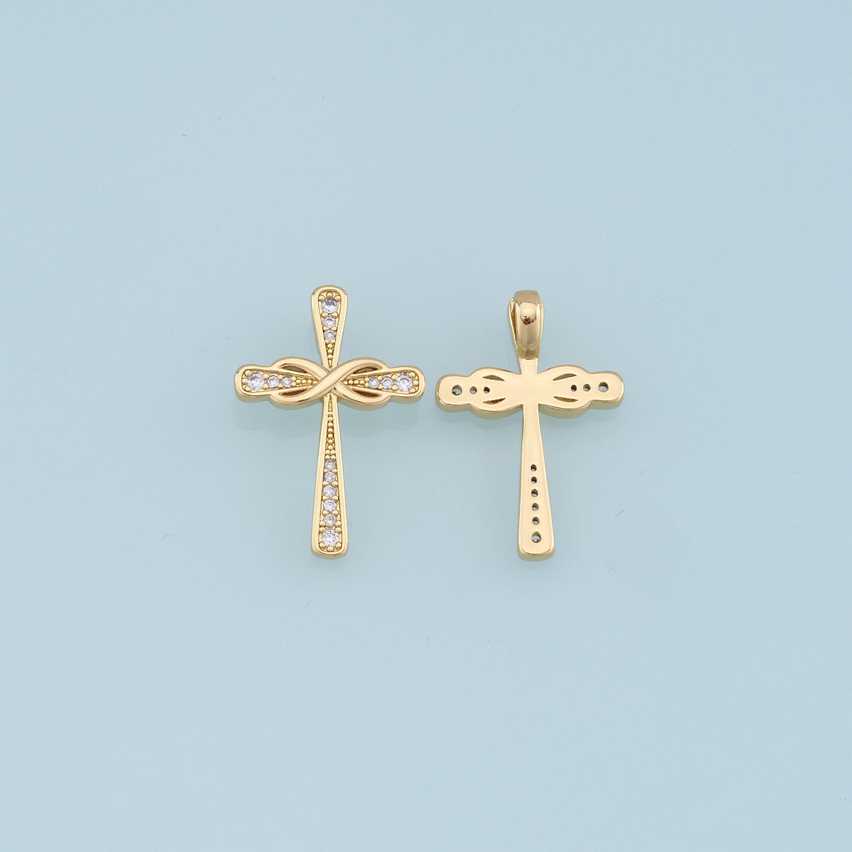 Gold Cross Charms,18K Gold Filled Cross Pendant,Cross Charm Bracelet Necklace for DIY Jewelry Making Supply