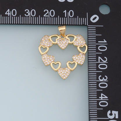 Gold Heart Charms,18K Gold Filled Heart Pendant,CZ Micro Pave Heart Charm Bracelet Necklace for DIY Jewelry Making Supply