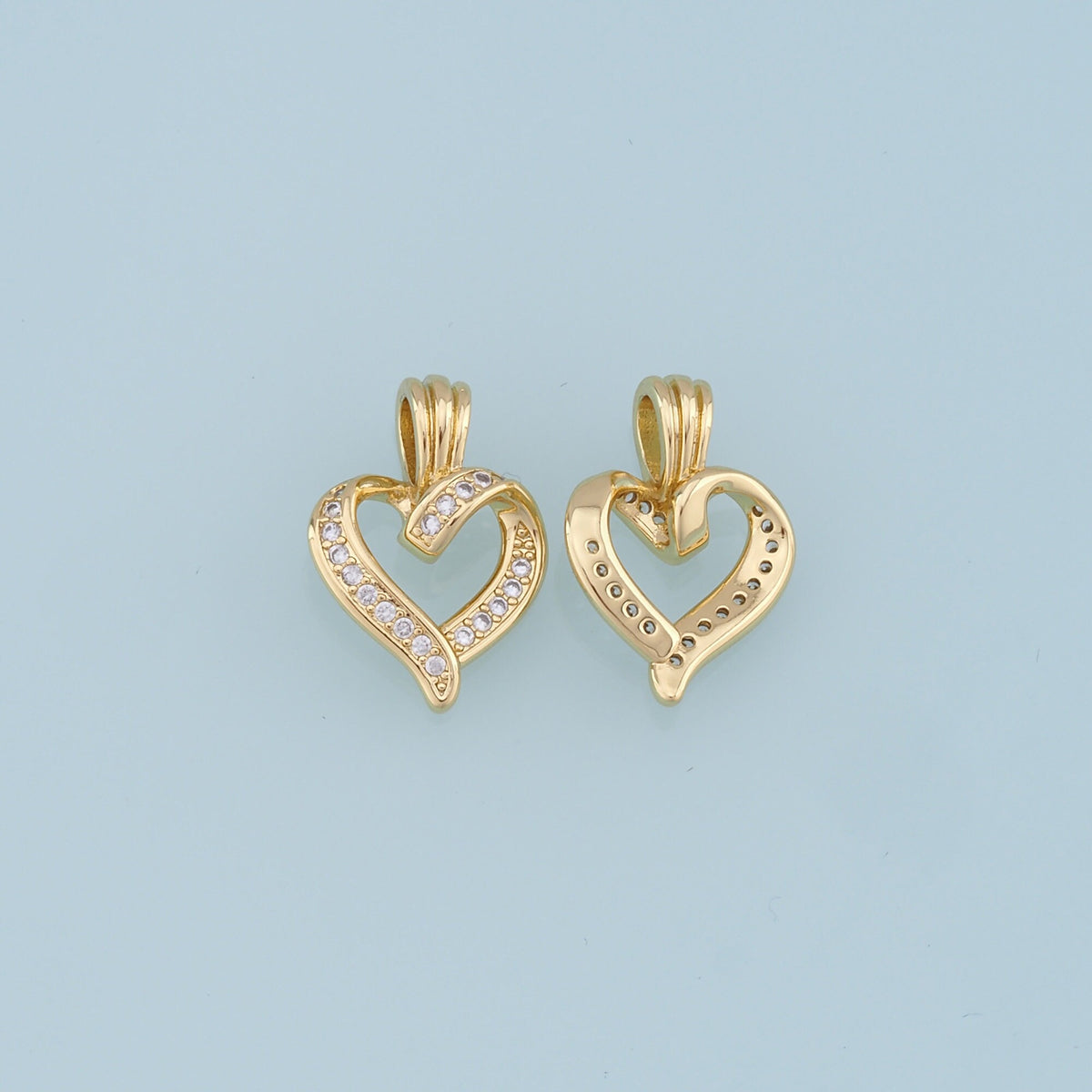 18K Gold Filled Heart CZ Charm Pendant for Jewelry Making