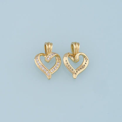 18K Gold Filled Heart CZ Charm Pendant for Jewelry Making