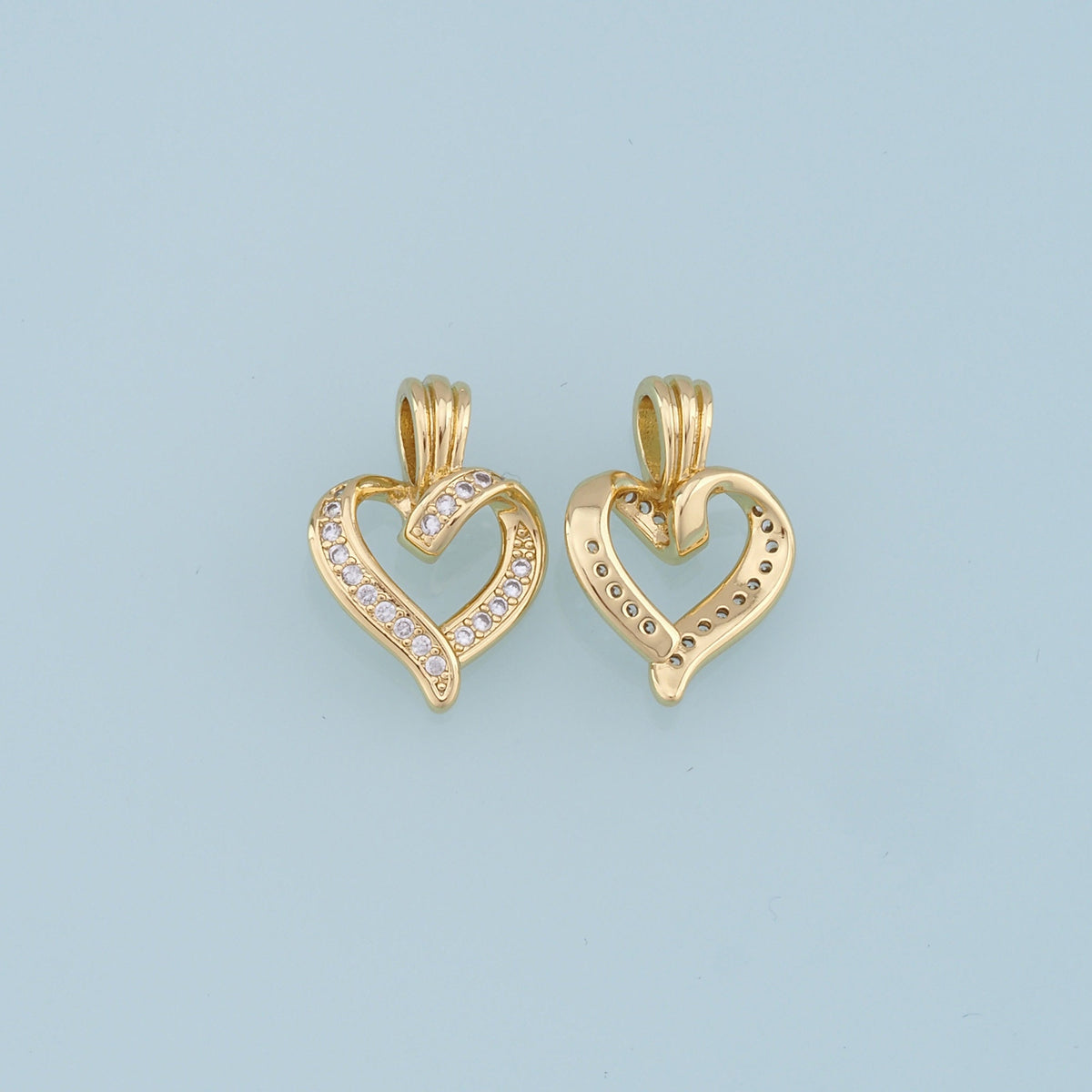 Gold Heart Charms,18K Gold Filled Heart Pendant,CZ Micro Pave Heart Charm Bracelet Necklace for DIY Jewelry Making Supply