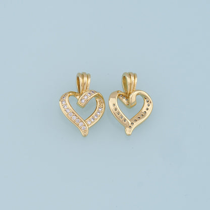 Gold Heart Charms,18K Gold Filled Heart Pendant,CZ Micro Pave Heart Charm Bracelet Necklace for DIY Jewelry Making Supply