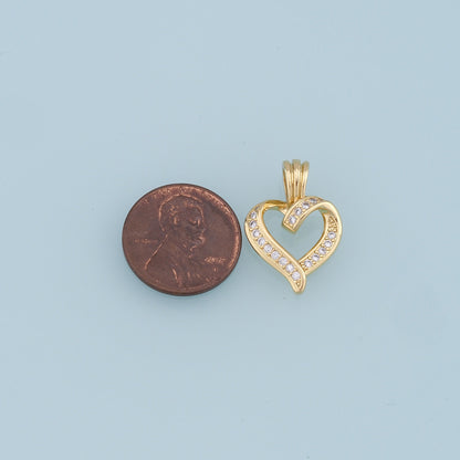 Gold Heart Charms,18K Gold Filled Heart Pendant,CZ Micro Pave Heart Charm Bracelet Necklace for DIY Jewelry Making Supply