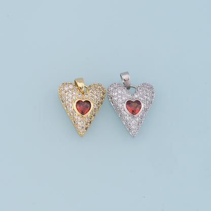 18K Gold Filled Heart CZ Charm Pendant for Jewelry Making
