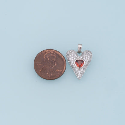 18K Gold Filled Heart CZ Charm Pendant for Jewelry Making