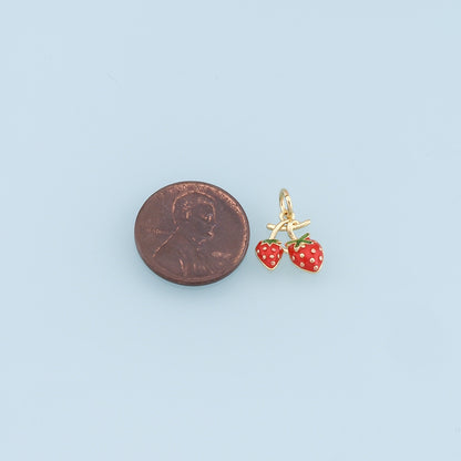 18K Gold Filled Cherry Charm Pendant for Jewelry Making