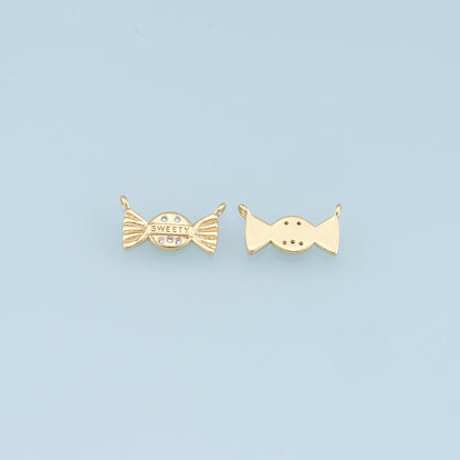Gold Tiny Candy Charms,18K Gold Filled Candy Pendant,Candy Charm Bracelet Necklace for DIY Jewelry Making Supply