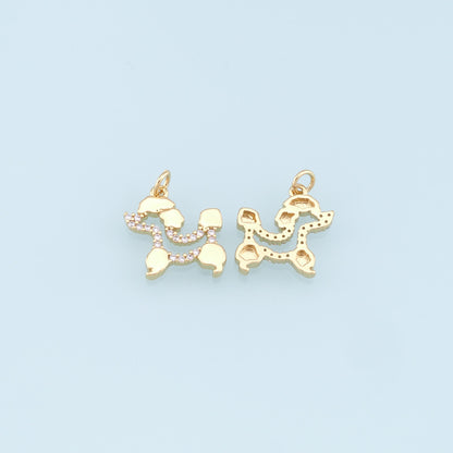 Gold Dog Charms,18K Gold Filled CZ Micro Pave Dog Pendant,Cute Dog Charm Bracelet Necklace for DIY Jewelry Making Supply