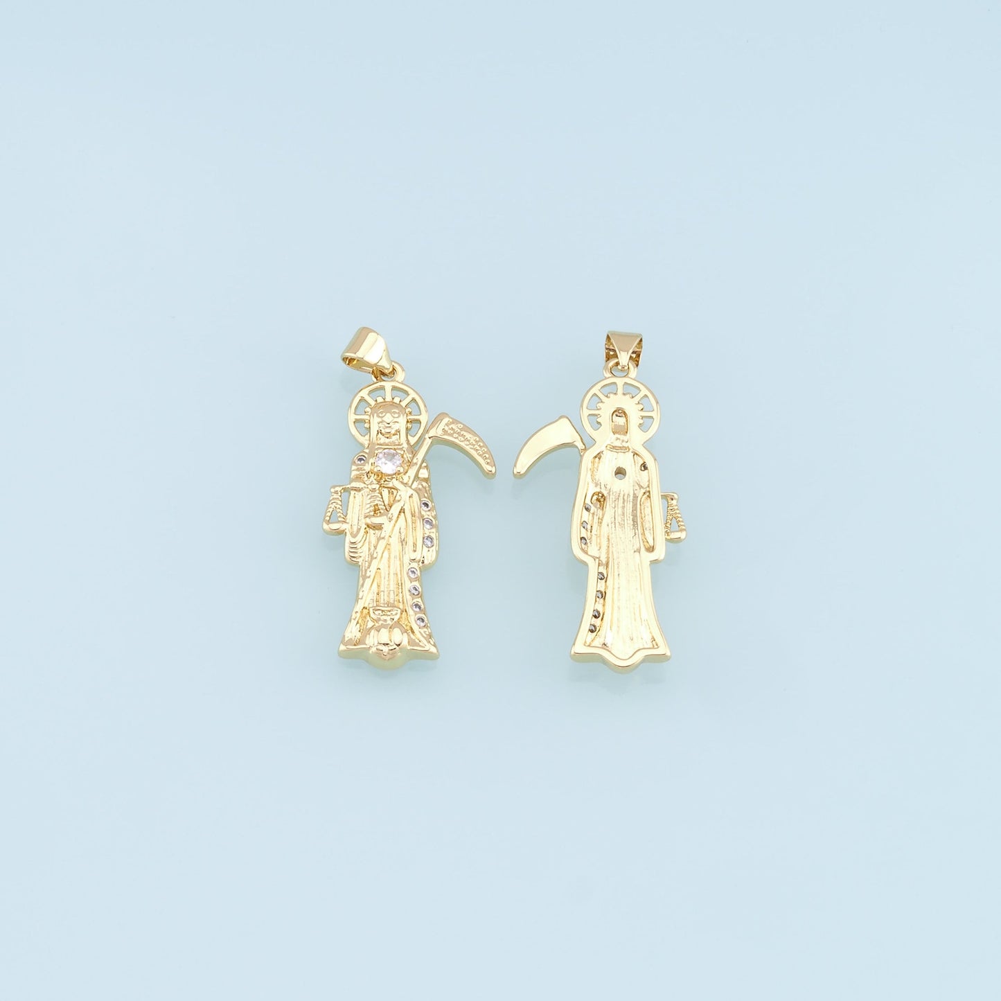 Gold Grim Reaper Charms,18K Gold Filled Grim Reaper Pendant,Religion Charm Bracelet Necklace for DIY Jewelry Making Supply