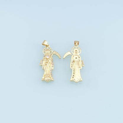 Gold Grim Reaper Charms,18K Gold Filled Grim Reaper Pendant,Religion Charm Bracelet Necklace for DIY Jewelry Making Supply
