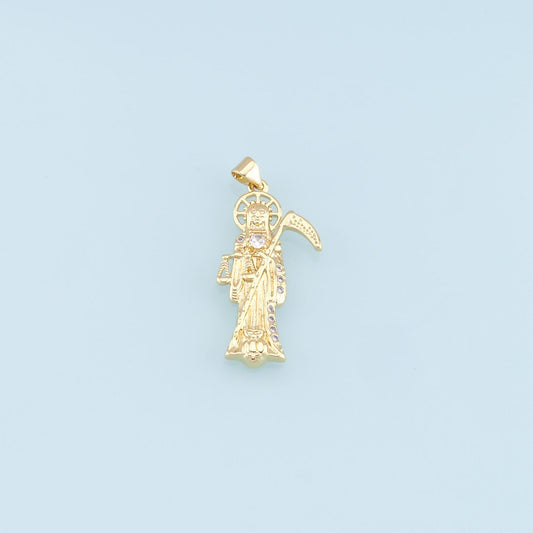 Gold Grim Reaper Charms,18K Gold Filled Grim Reaper Pendant,Religion Charm Bracelet Necklace for DIY Jewelry Making Supply