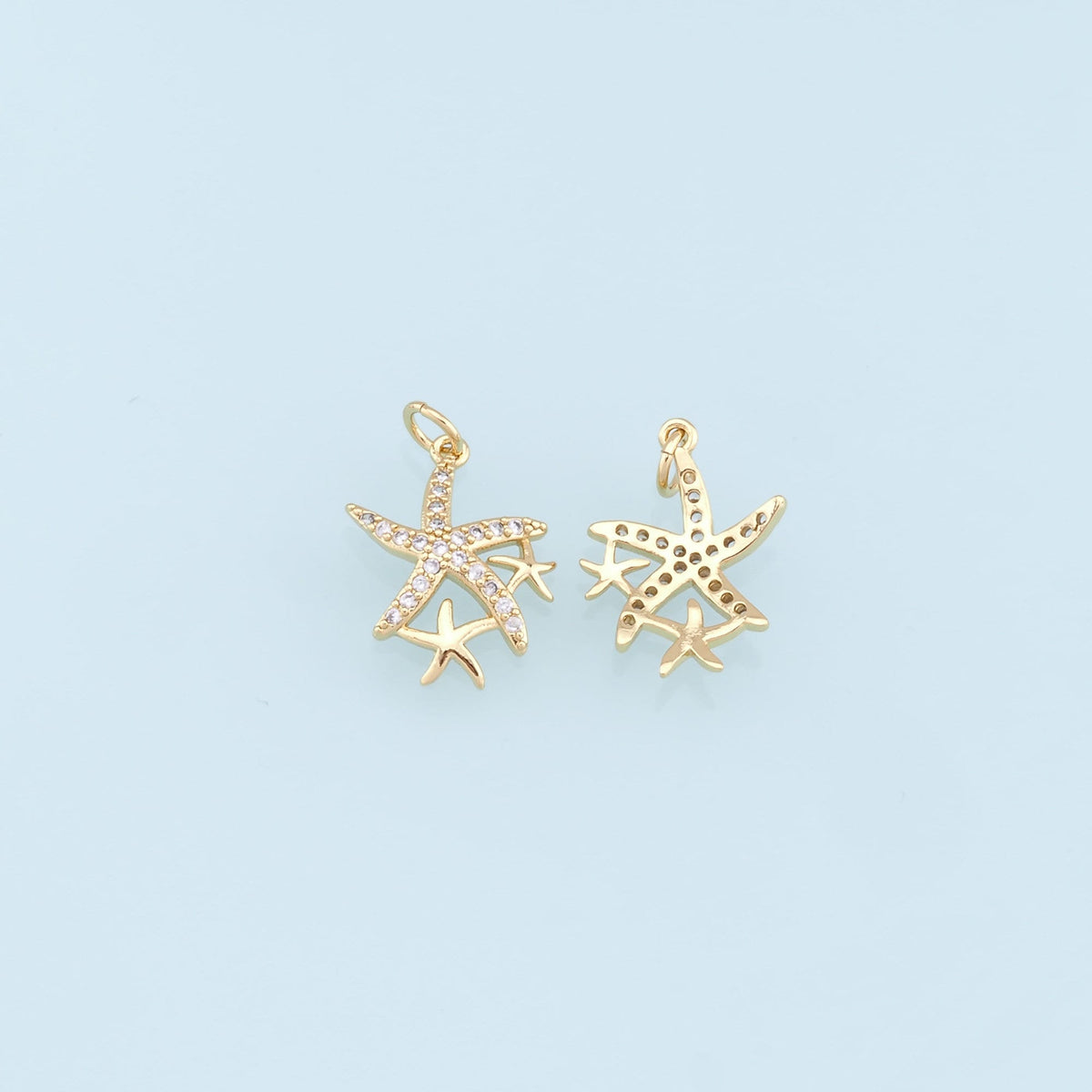 Gold Starfish Charms,18K Gold Filled Sea Star Pendant,Starfish Charm Bracelet Necklace for DIY Jewelry Making Supply