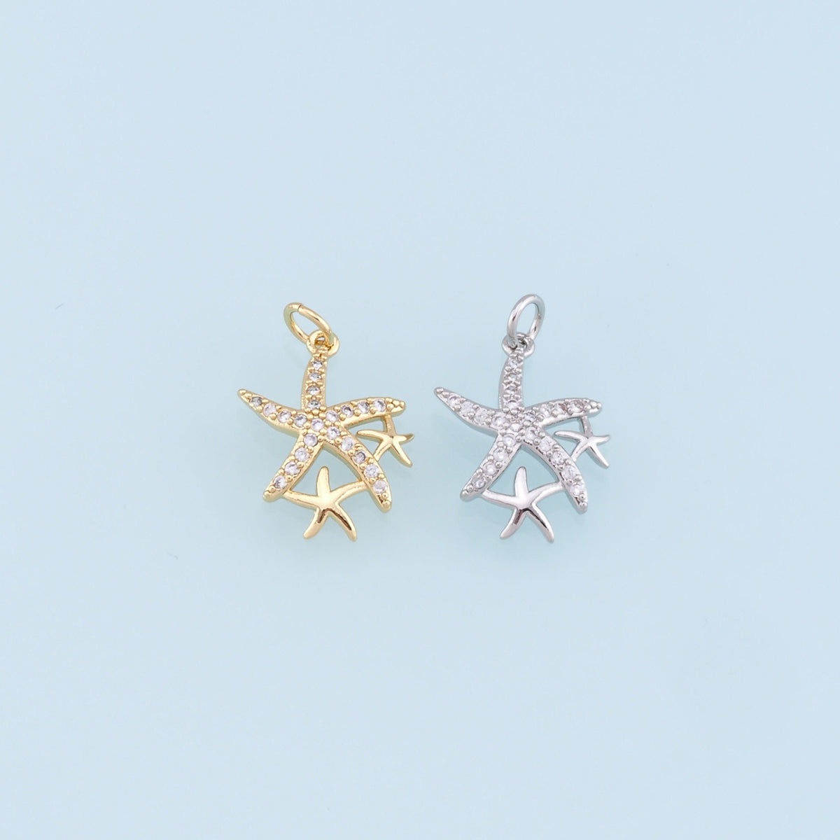 Gold Starfish Charms,18K Gold Filled Sea Star Pendant,Starfish Charm Bracelet Necklace for DIY Jewelry Making Supply