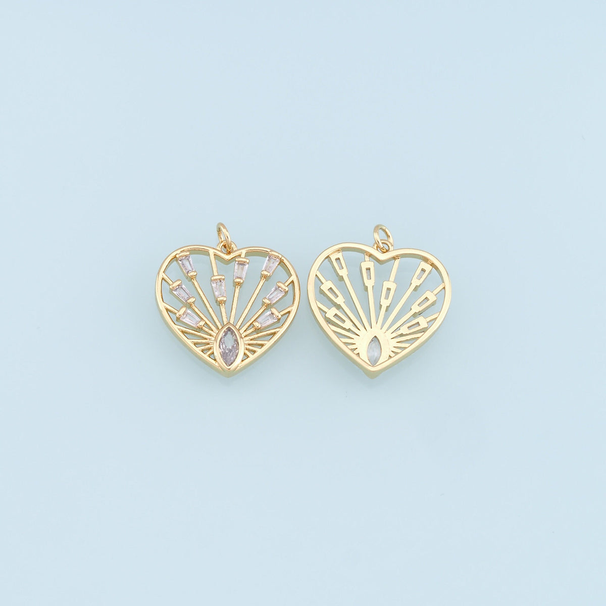 Gold Heart Charms,18K Gold Filled Heart Pendant,Heart Charm Bracelet Necklace for DIY Jewelry Making Supply